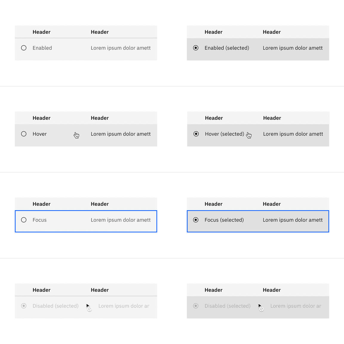 Selectable structured list interactive states with the feature flag enabled